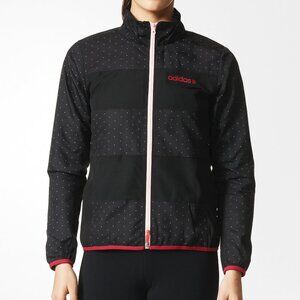 Adidas NEO Label Women’s Large Jacket Full Zip Polka Dots Japan Mock Neck Pocket